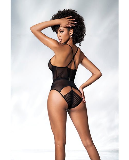 Mesh Cut Out Strappy Bodysuit Black | Shop Lowest Prices at Funlove.com