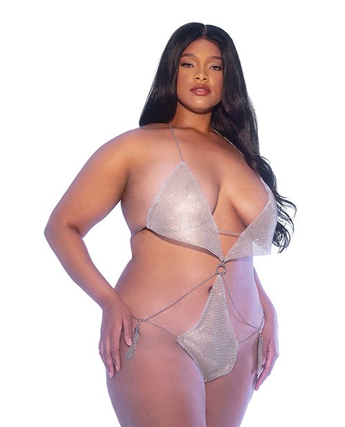 Miami Crystal Mirrored Teddy W/chain Tassel Detail Silver | Shop Lowest Prices at Funlove.com