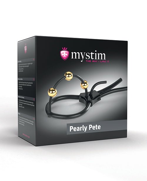 Mystim Pearly Pete Corona Strap w/Gold Balls - Black | Shop Lowest Prices at Funlove.com