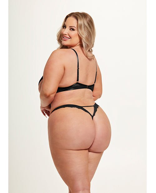 Nadia Lace & Mesh Cutout Teddy - Black 1X/2X | Shop Lowest Prices at Funlove.com