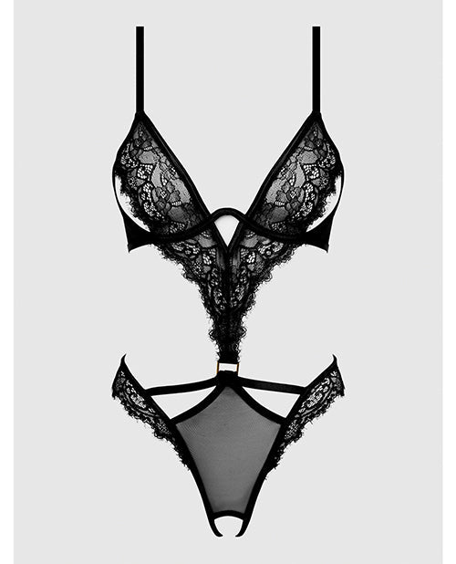 Nadia Lace & Mesh Cutout Teddy - Black XL | Shop Lowest Prices at Funlove.com