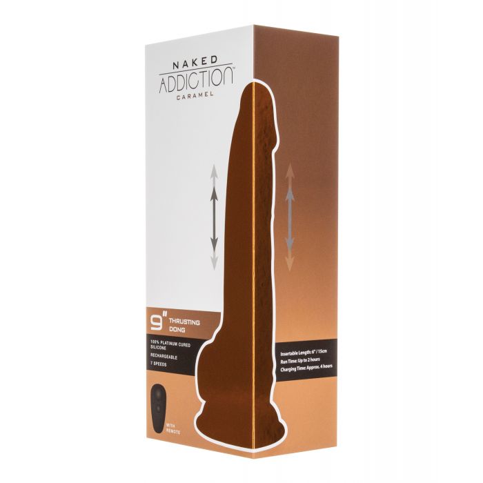 Naked Addiction 9" Thrusting Dong w/Remote - Caramel | Shop Lowest Prices at Funlove.com