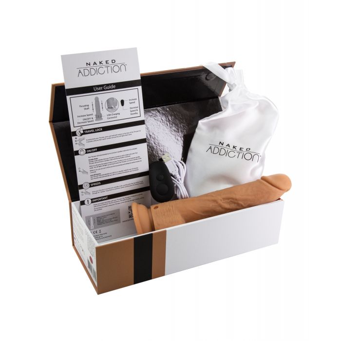 Naked Addiction 9" Thrusting Dong w/Remote - Caramel | Shop Lowest Prices at Funlove.com