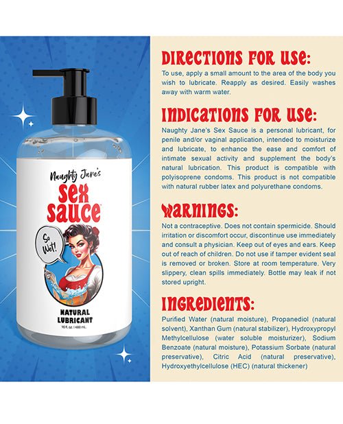 Naughty Jane's Sex Sauce Natural Lubricant - 16 oz | Shop Lowest Prices at Funlove.com