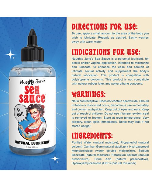 Naughty Jane's Sex Sauce Natural Lubricant - 8 oz | Shop Lowest Prices at Funlove.com