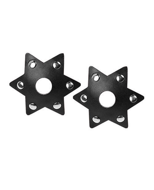 Nipplicious Starstruck Leather Pasties With Studs & Nipple Hole | Shop Lowest Prices at Funlove.com