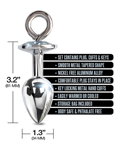 Nixie Metal Butt Plug W/inlaid Jewel & Fur Cuff Set | Shop Lowest Prices at Funlove.com