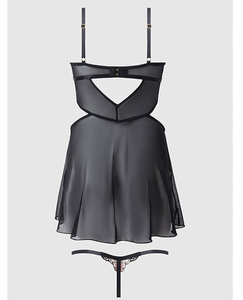 Nova Lace & Mesh Babydoll w/G - String 2 pc Set - Black 3X/4X | Shop Lowest Prices at Funlove.com