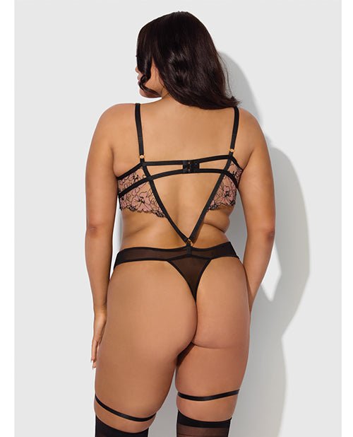 Nova Lace Teddy w/Garters - Black 1X/2X | Shop Lowest Prices at Funlove.com