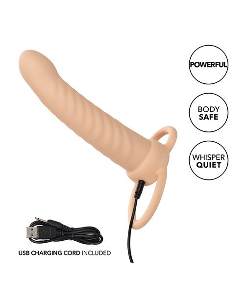 Performance Maxx Rechargeable Ribbed Dual Penetrator - Ivory | Shop Lowest Prices at Funlove.com