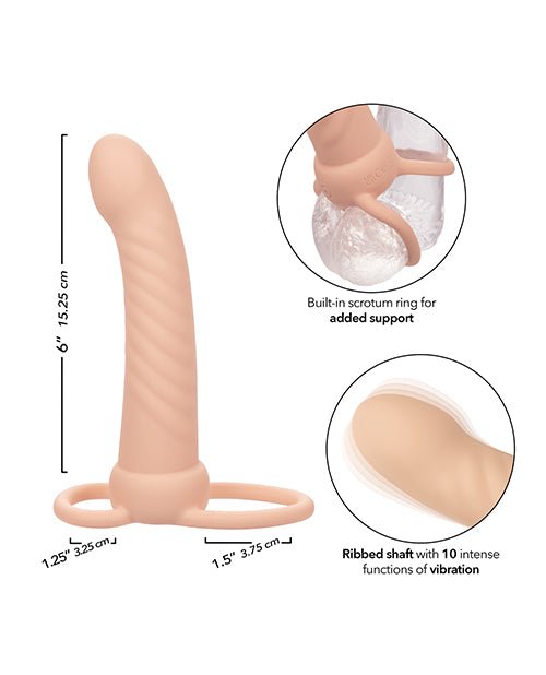 Performance Maxx Rechargeable Ribbed Dual Penetrator - Ivory | Shop Lowest Prices at Funlove.com