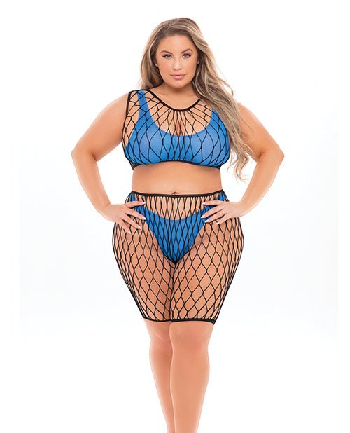 Pink Lipstick Brace For Impact Large Fishnet Top, Shorts, Bra & Thong (fits Up To 3x) Pink Qn | Shop Lowest Prices at Funlove.com