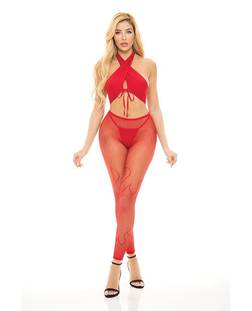 Pink Lipstick Gives You Hell Halter Bra, Pantyhose & G - string | Shop Lowest Prices at Funlove.com