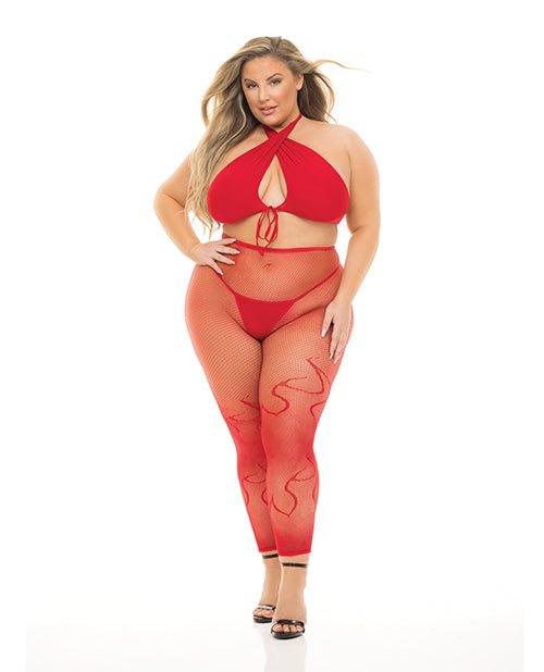 Pink Lipstick Gives You Hell Halter Bra, Pantyhose & G - string | Shop Lowest Prices at Funlove.com