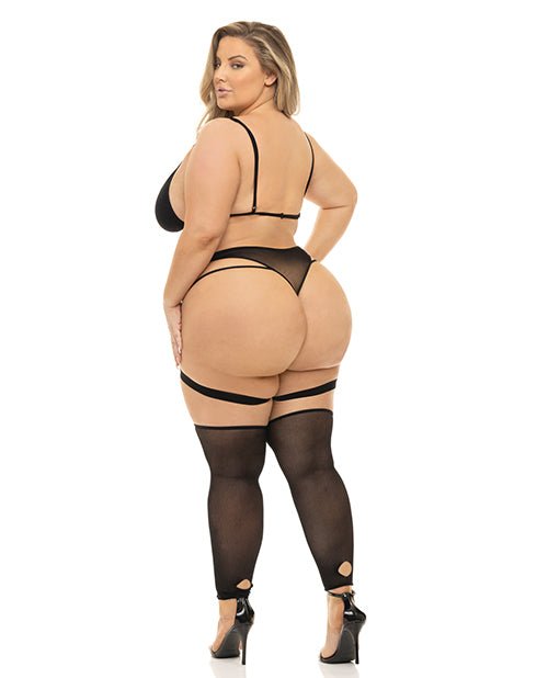 Pink Lipstick Want You Now Bra, Panty & Stockings Black | Shop Lowest Prices at Funlove.com