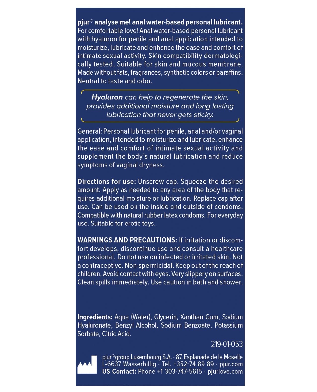 Pjur Analyse Me Water Based Personal Lubricant - 250 ml Bottle | Shop Lowest Prices at Funlove.com