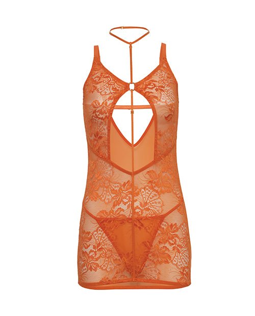 Presley Lace Babydoll w/G - String 2 pc Set - Dragon Fire Orange S/M | Shop Lowest Prices at Funlove.com