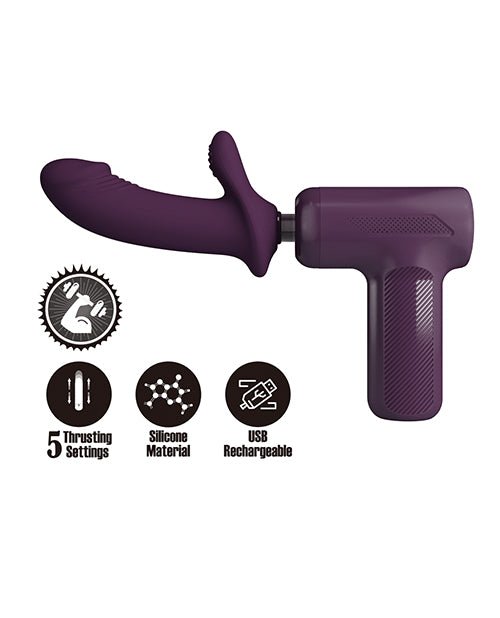 Pretty Love DJ Scholar Dual Thrusting Gun Massager - Purple | Shop Lowest Prices at Funlove.com