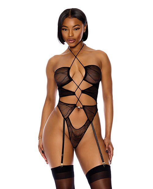 Pull My Strings Sheer Mesh Halterneck Teddy | Shop Lowest Prices at Funlove.com