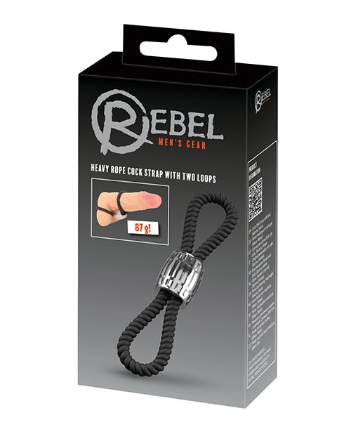 Rebel Two Loop Heavy Rope Cock Lasso - Black | Shop Lowest Prices at Funlove.com