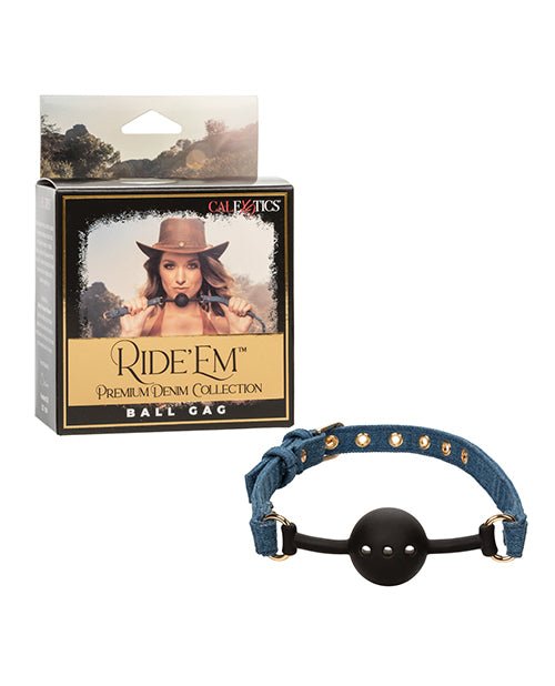 Ride 'Em Premium Denim Collection Ball Gag | Shop Lowest Prices at Funlove.com