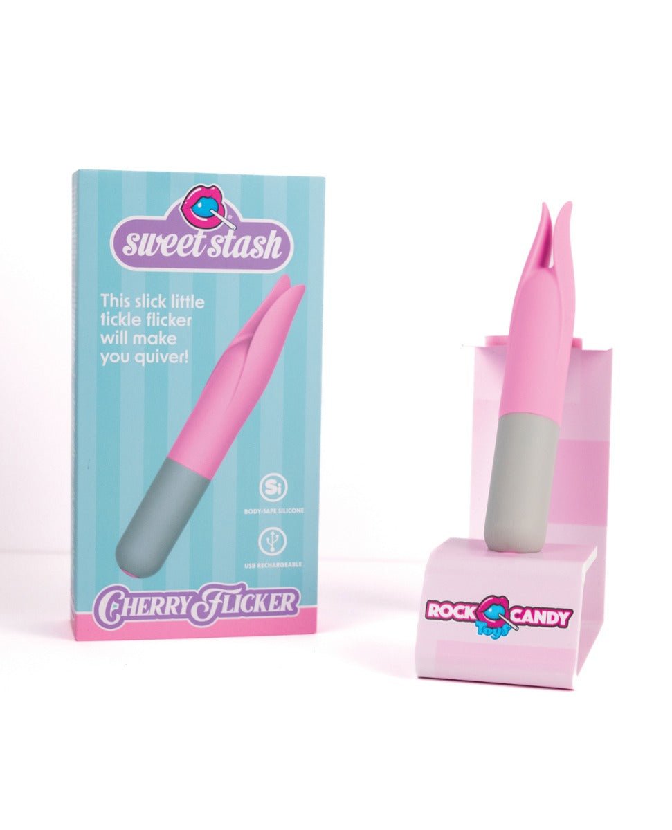 Rock Candy Cherry Flicker Clit Tickler - Pink/Grey | Shop Lowest Prices at Funlove.com