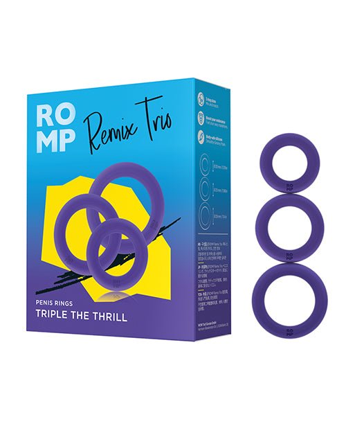 Romp Remix Trio Penis Ring Set of 3 - Purple | Shop Lowest Prices at Funlove.com