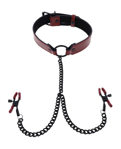 Saffron Collar with Chain Nipple Clamps | Shop Lowest Prices at Funlove.com