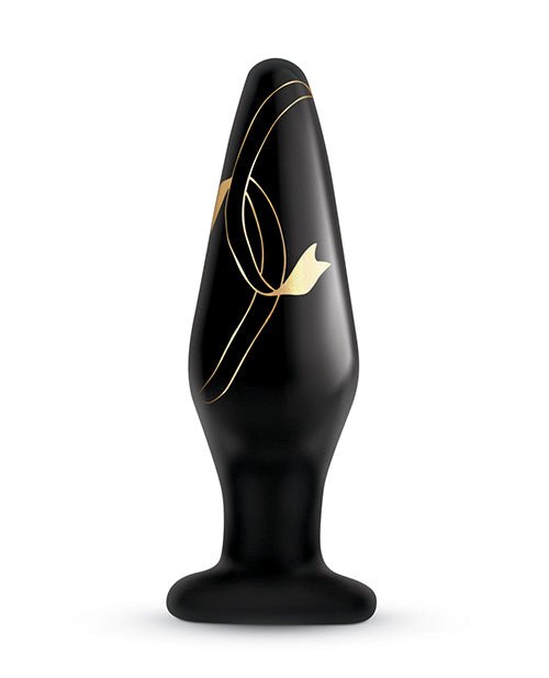 Secret Kisses 4.5" Handblown Glass Plug - Black/Gold | Shop Lowest Prices at Funlove.com