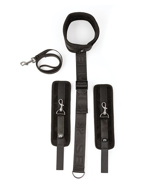 Sei Mio Neck Firmly in Check Adjustable Neck & Wrist Restraint Kit - Black | Shop Lowest Prices at Funlove.com