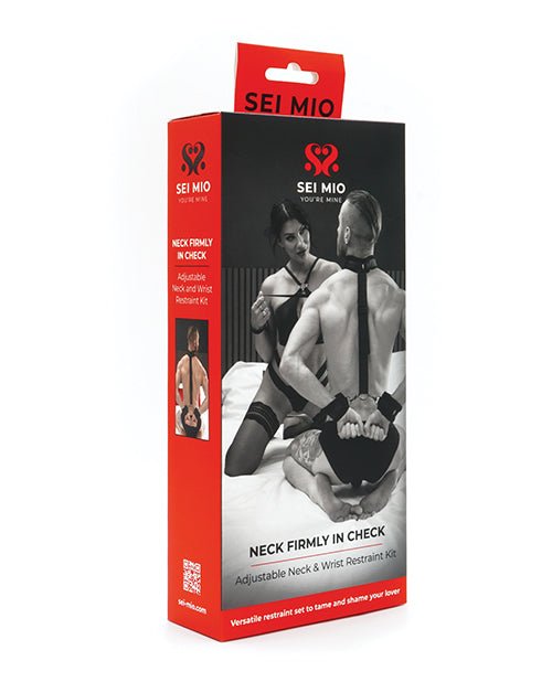 Sei Mio Neck Firmly in Check Adjustable Neck & Wrist Restraint Kit - Black | Shop Lowest Prices at Funlove.com