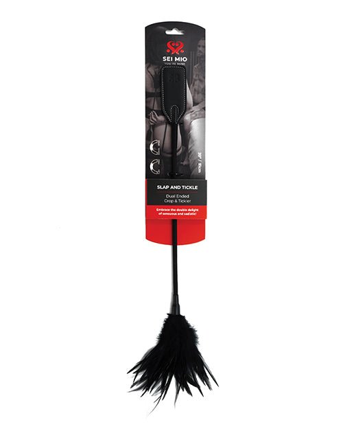 Sei Mio Slap & Tickle Dual Ended Crop & Tickler - Black | Shop Lowest Prices at Funlove.com