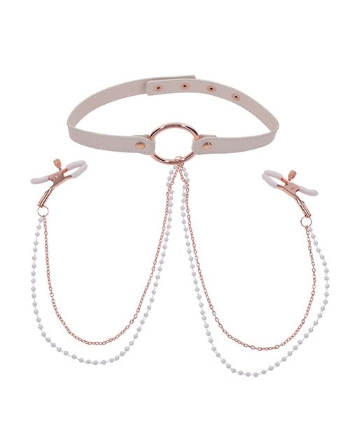 Sex & Mischief Peaches 'n CreaMe Collar with Nipple Clamps | Shop Lowest Prices at Funlove.com