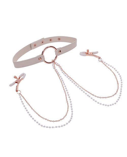 Sex & Mischief Peaches 'n CreaMe Collar with Nipple Clamps | Shop Lowest Prices at Funlove.com