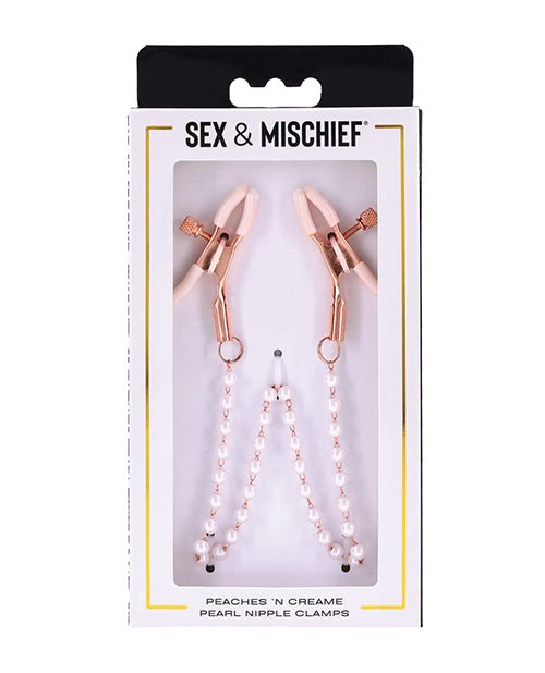 Sex & Mischief Peaches 'n CreaMe Pearl Nipple Clamps | Shop Lowest Prices at Funlove.com