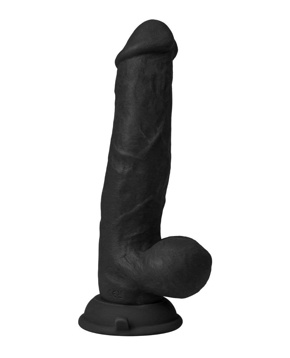 Shaft Flexskin Liquid Silicone 8.5" Vibrating Side Curve Dong w/Balls - Black | Shop Lowest Prices at Funlove.com