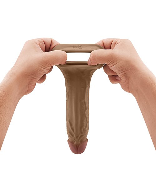 Shaft Flexskin Liquid Silicone 8.8" Vibrating Sheath - Oak | Shop Lowest Prices at Funlove.com