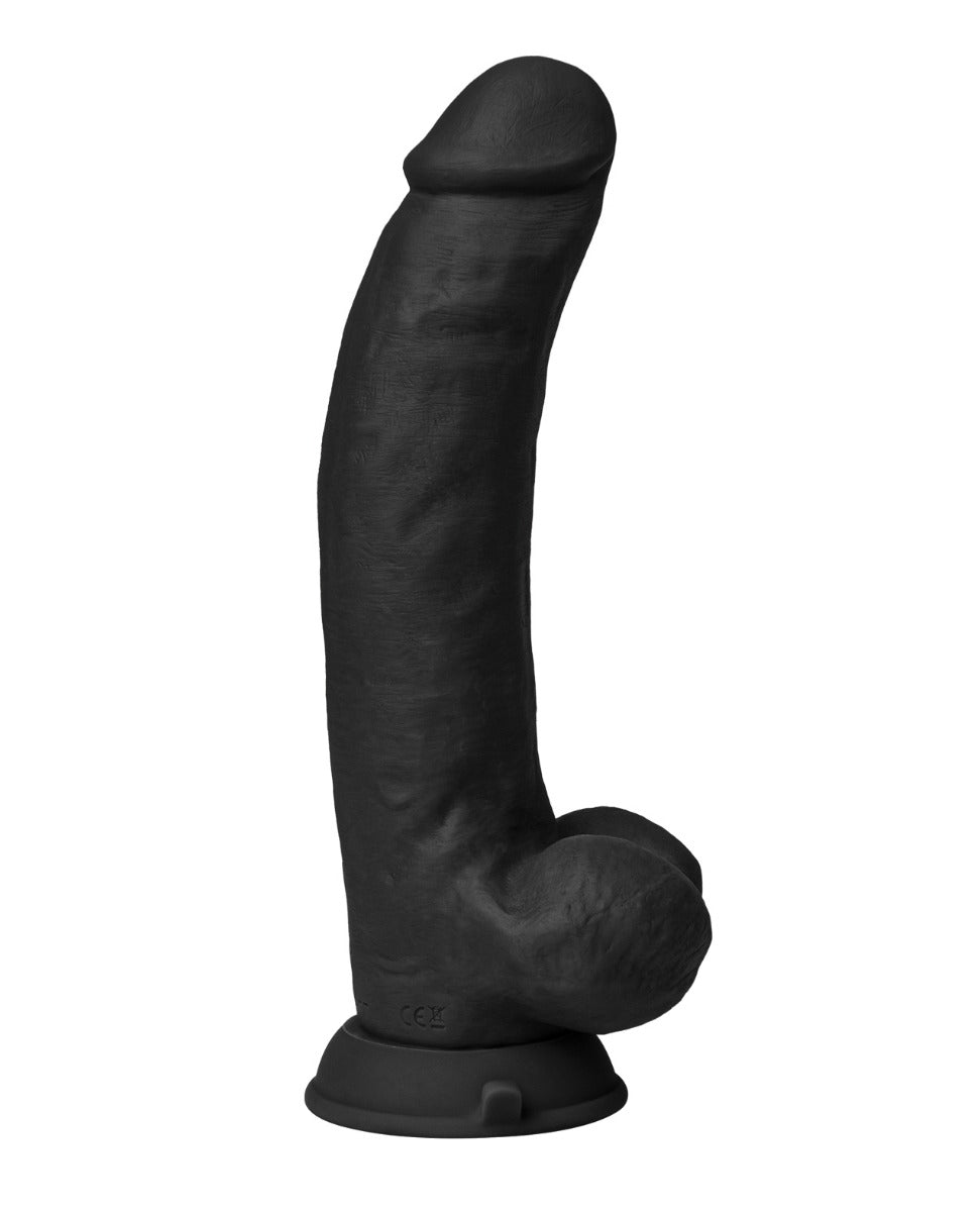 Shaft Flexskin Liquid Silicone 9.5" Vibrating Curved Dong w/Balls - Black | Shop Lowest Prices at Funlove.com