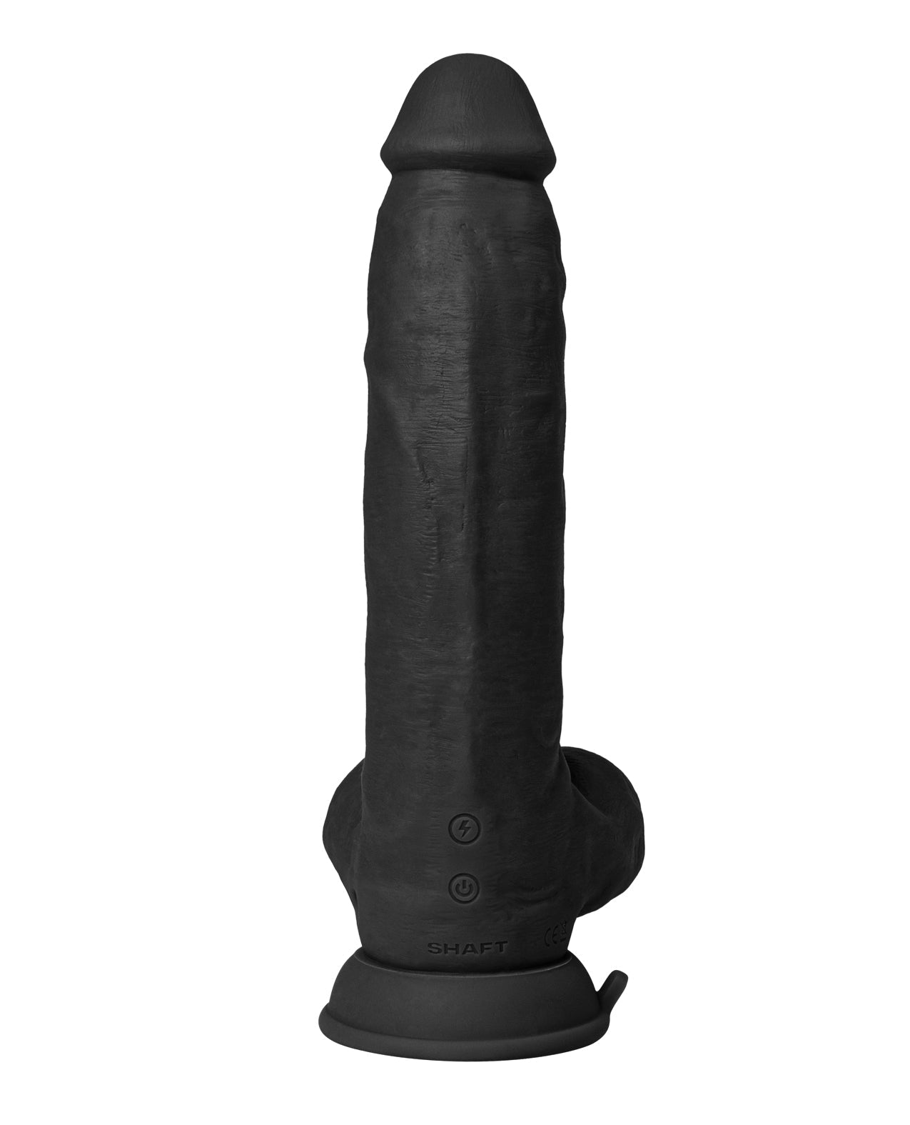 Shaft Flexskin Liquid Silicone 9.5" Vibrating Curved Dong w/Balls - Black | Shop Lowest Prices at Funlove.com