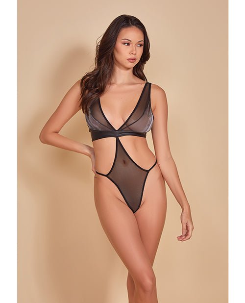 She's A Babe Mixed Media Teddy w/Open Sides Black O/S | Shop Lowest Prices at Funlove.com