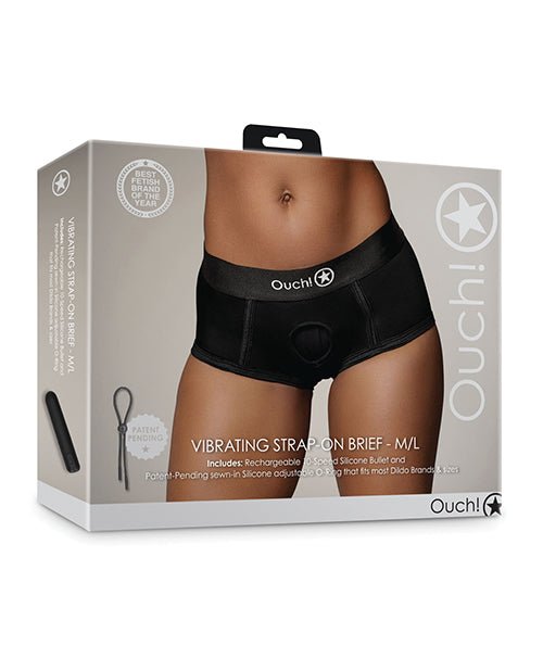 Shots Ouch Vibrating Strap On Brief - Black M/L | Shop Lowest Prices at Funlove.com