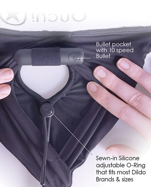 Shots Ouch Vibrating Strap On Brief - Black M/L | Shop Lowest Prices at Funlove.com