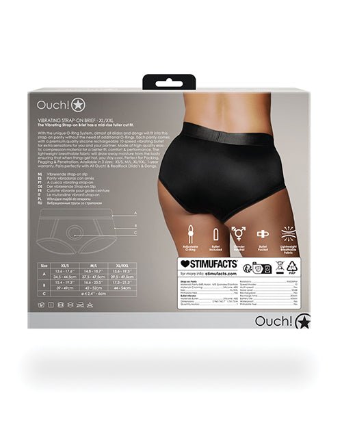 Shots Ouch Vibrating Strap On Brief - Black XL/XXL | Shop Lowest Prices at Funlove.com