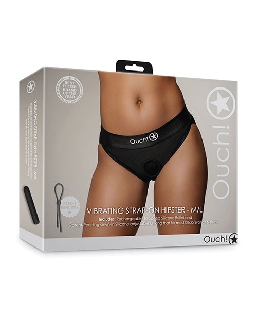 Shots Ouch Vibrating Strap On Hipster - Black M/L | Shop Lowest Prices at Funlove.com