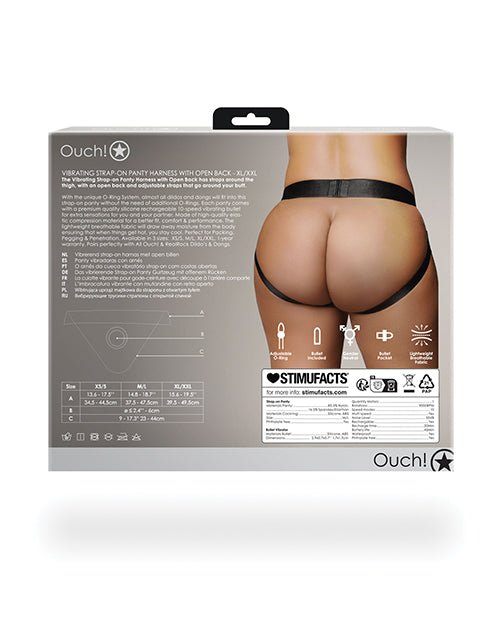 Shots Ouch Vibrating Strap On Panty Harness w/Open Back - Black XL/XXL | Shop Lowest Prices at Funlove.com