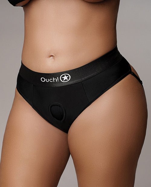 Shots Ouch Vibrating Strap On Thong w/Removable Rear Straps - Black XL/XXL | Shop Lowest Prices at Funlove.com