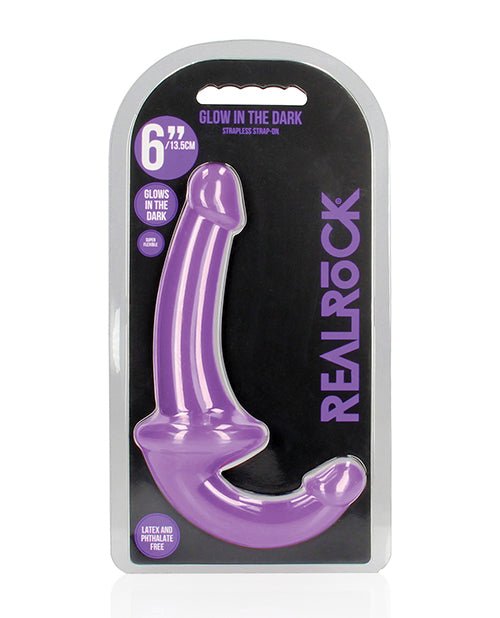 Shots RealRock 6" Strapless Strap On Glow in the Dark - Neon Purple | Shop Lowest Prices at Funlove.com