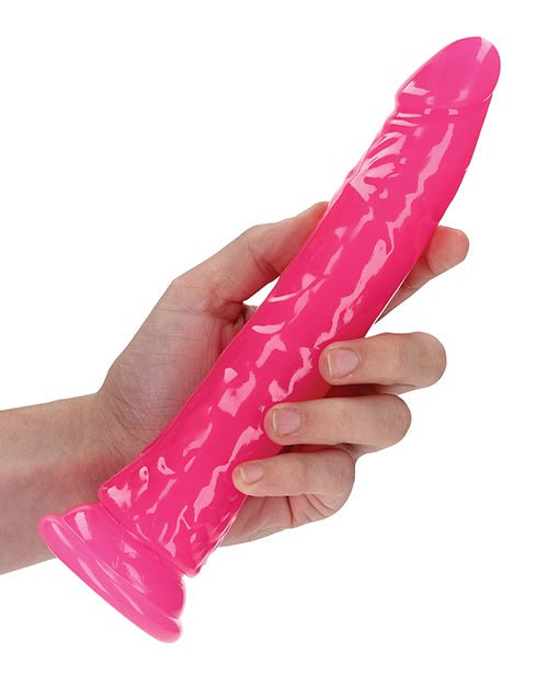 Shots RealRock 9" Slim Dildo Glow in the Dark - Neon Pink | Shop Lowest Prices at Funlove.com