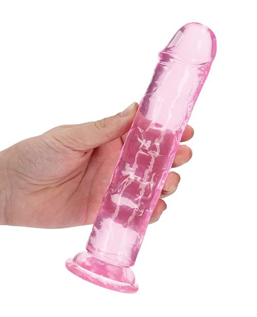 Shots RealRock Crystal Clear 8" Straight Dildo w/Suction Cup - Pink | Shop Lowest Prices at Funlove.com