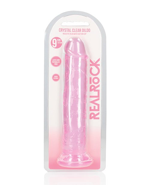 Shots RealRock Crystal Clear 9" Straight Dildo w/Suction Cup - Pink | Shop Lowest Prices at Funlove.com